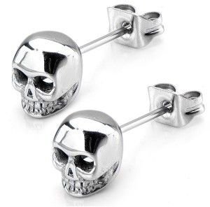 Silver Skull Stud Earrings