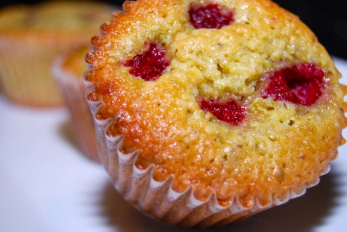 Pistachio Cupcakes with Raspberries