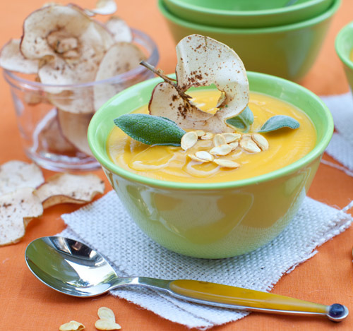 Curried Butternut Squash Soup and Homemade Apple Chips...