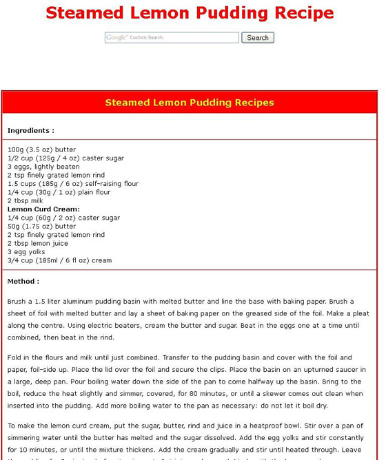 Steamed Lemon Pudding