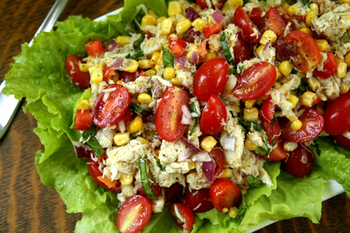 Crab, Corn and Tomato Salad with Lemon-Basil Dressing