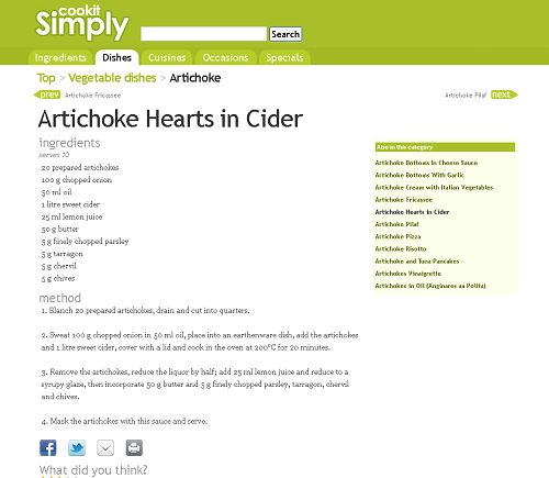 Artichoke Hearts in Cider