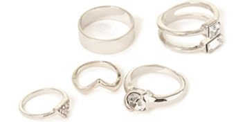 FOREVER 21 Shapes Midi Ring Set Silver/Clear