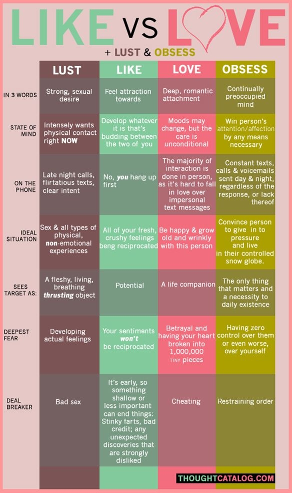 The Differences between Lust, like, Love, & Obsess