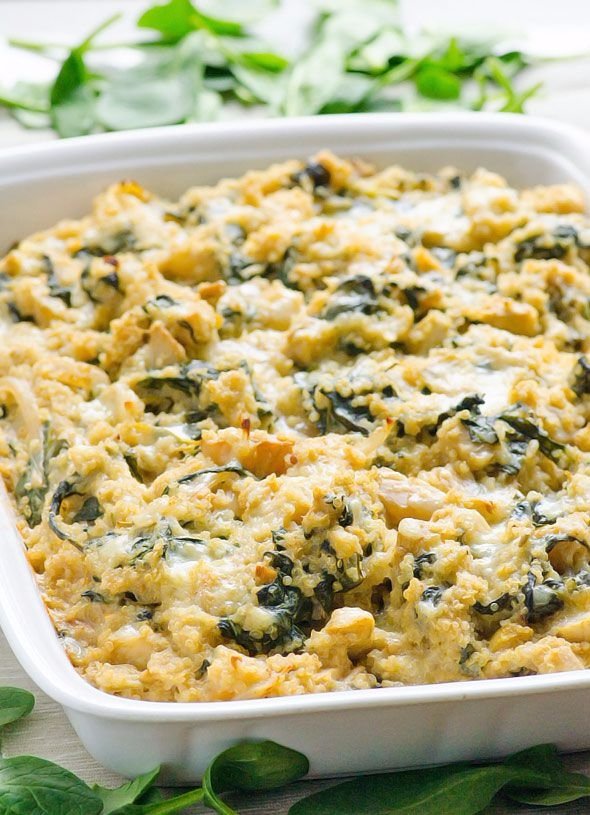 Clean Eating Spinach and Artichoke Quinoa Casserole