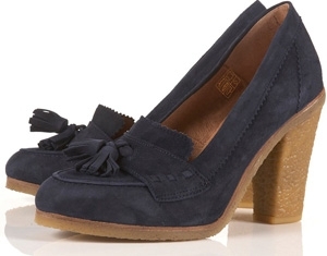 Topshop Graze Navy Suede Tassel Heel Loafers