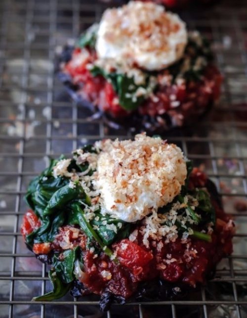 Stuffed Portobello Mushrooms with Crispy Goat Cheese