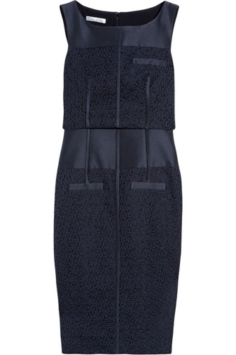 Oscar De La Renta Paneled Tweed Dress