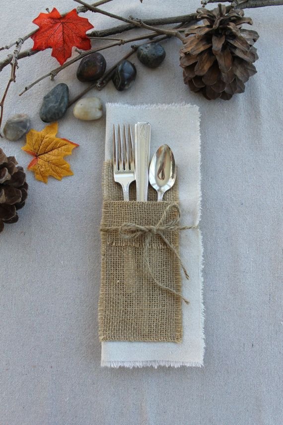 Fall Burlap Silverware Holders