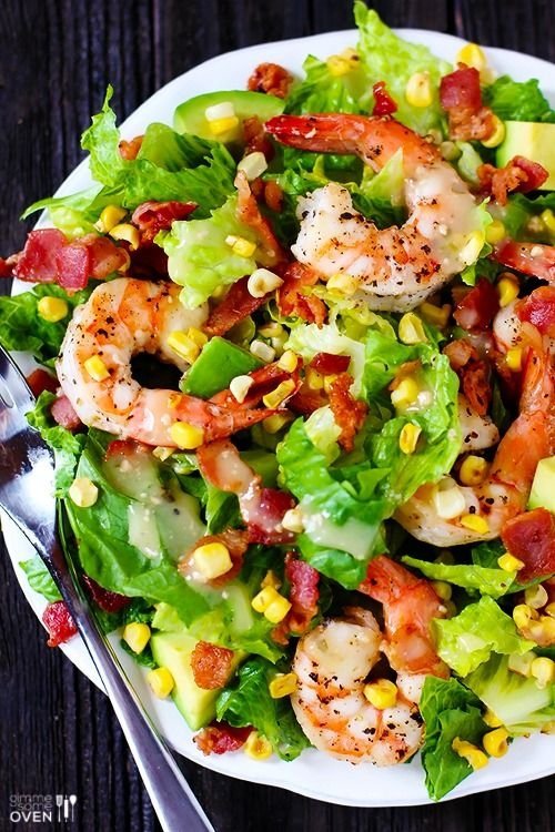 Shrimp, Roasted Corn and Avocado Salad