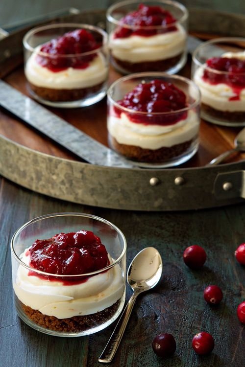 No Bake Cranberry Cheesecakes