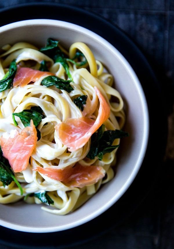 Pasta with Spinach and Smoked Salmon