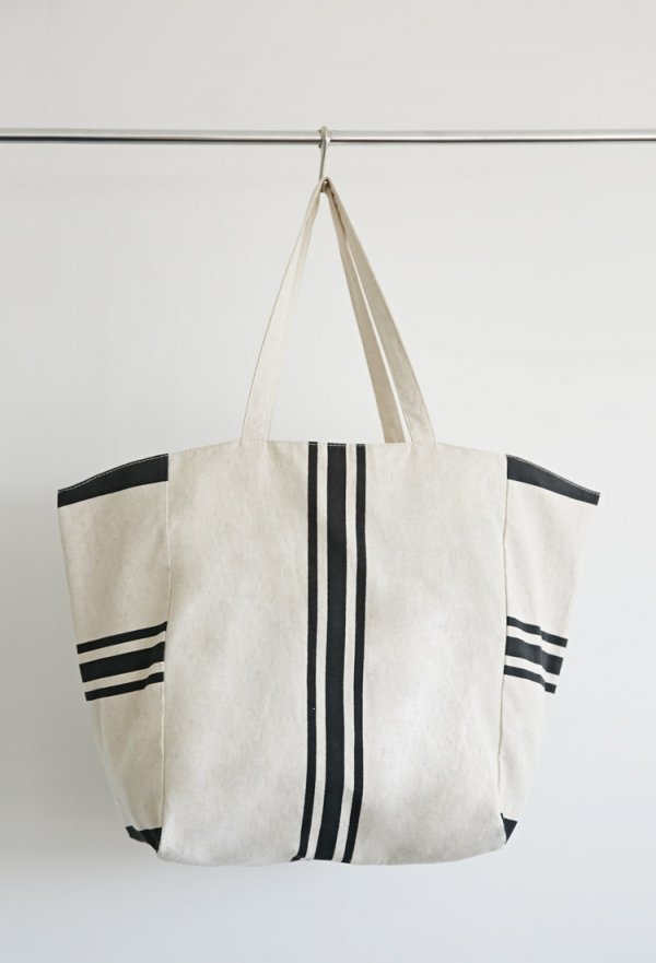 Striped Textured-Cotton Tote