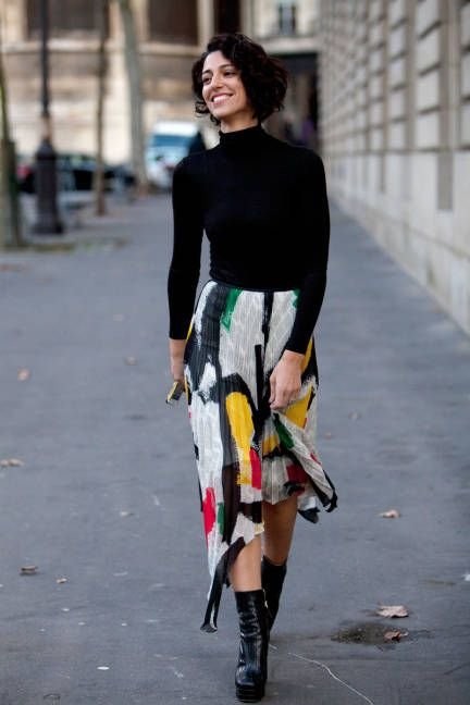 Black Turtleneck Top with a Flirty Skirt