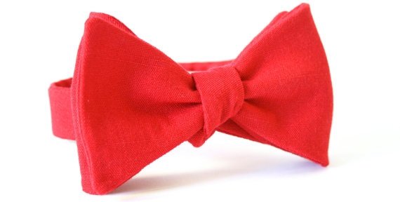 Red Linen Bow Tie