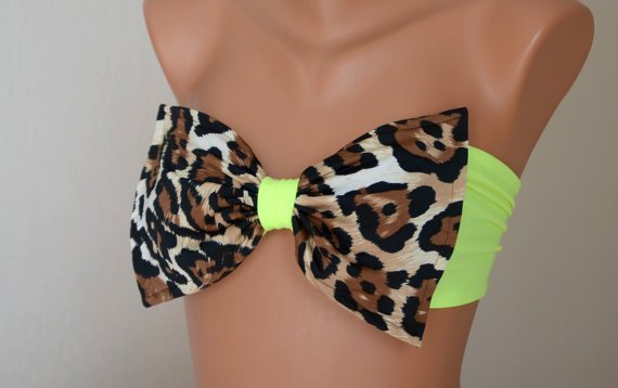 Neon Green Cheetah Bow