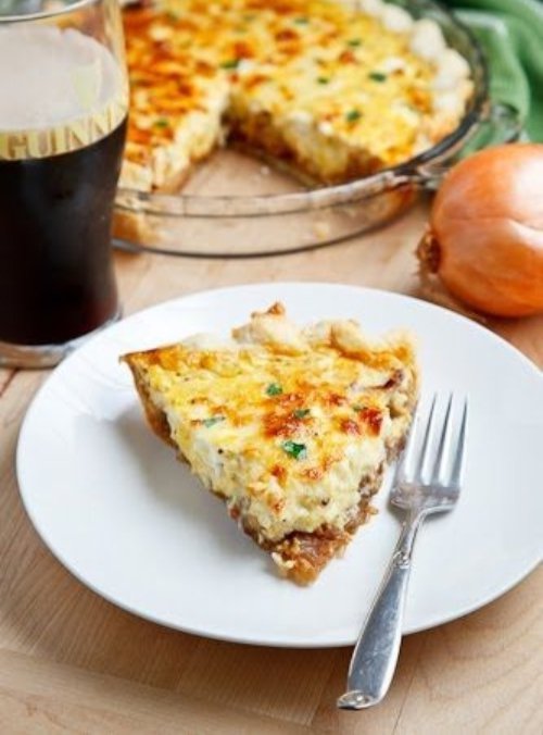 Guinness Braised Onion and Aged White Cheddar Quiche