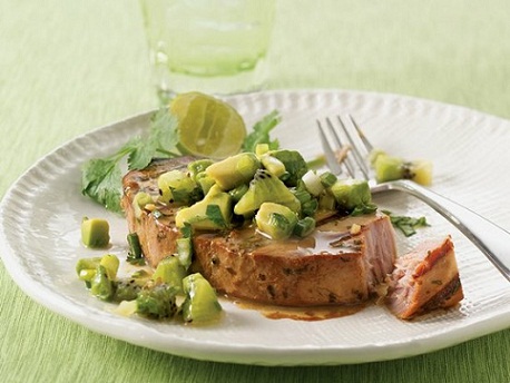 Tuna with Avocado Kiwi Salsa...