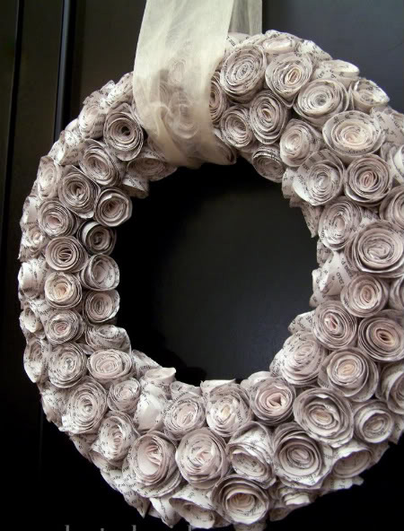 Book Page Wreath