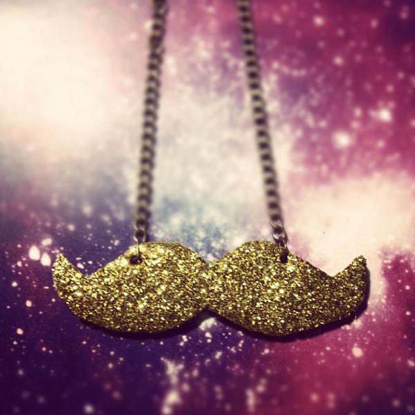 Cardboard Glitter Mustache Necklace