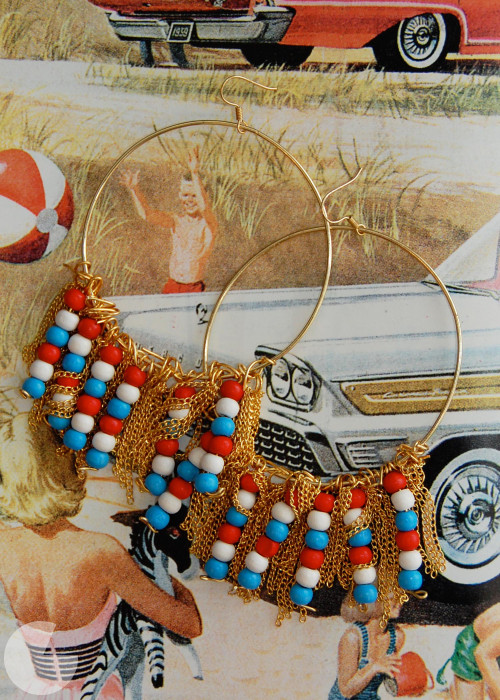 Beaded Tassel Hoops