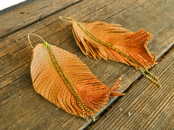 Leather Feather Earrings