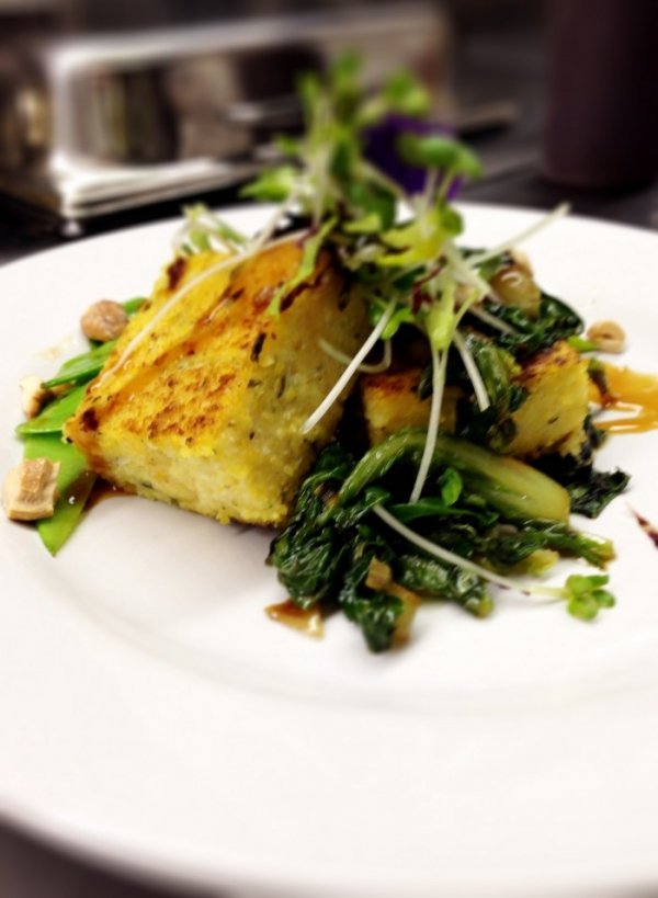 Herbed Polenta and Beans with Bok Choy