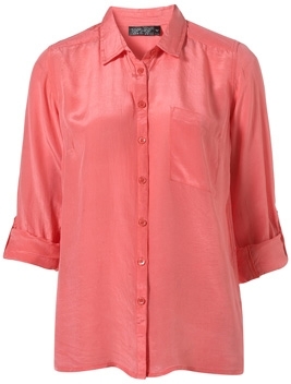 Topshop Washed Silk Slim Shirt