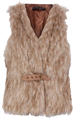 Dorothy Perkins Neutral Fur Buckle Gilet