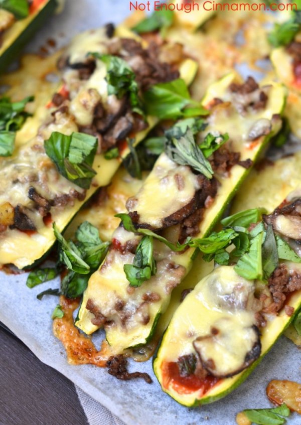 Ground Beef and Cheese Stuffed Zucchini