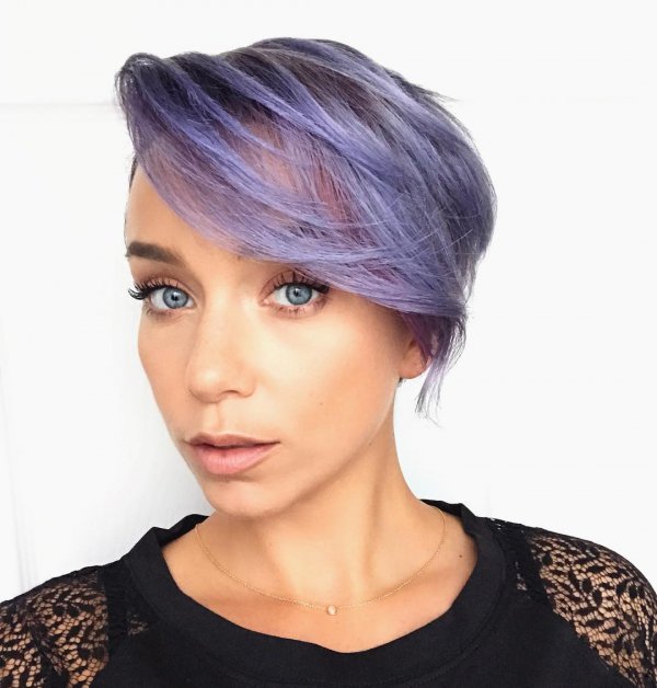 hair, purple, human hair color, hairstyle, asymmetric cut,