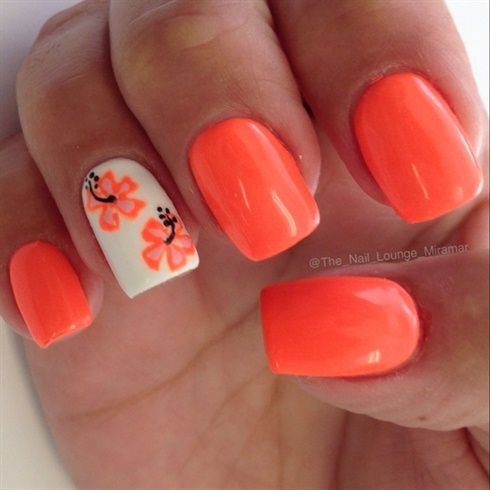 hawaiian flower nail design