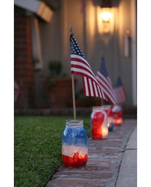 Flags in Jars with Candles