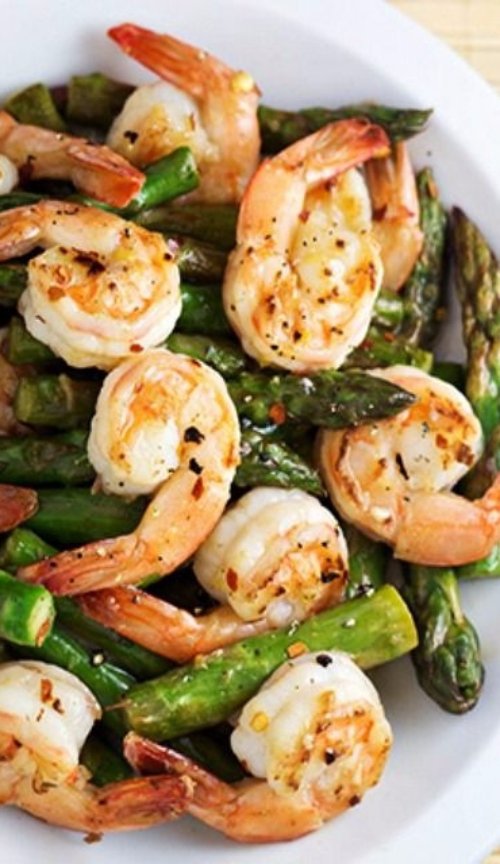 Shrimp and Asparagus Stir Fry with Lemon Sauce