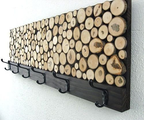 Sliced Wood Coat Rack