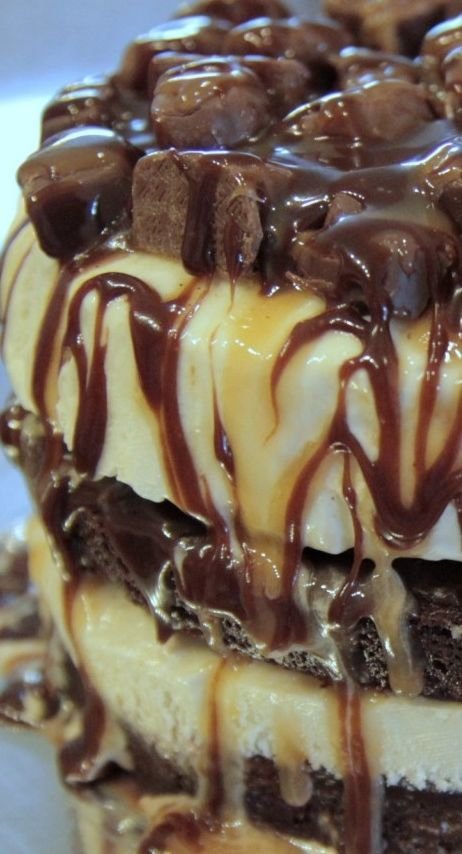 Caramel Brownie Ice Cream Cake