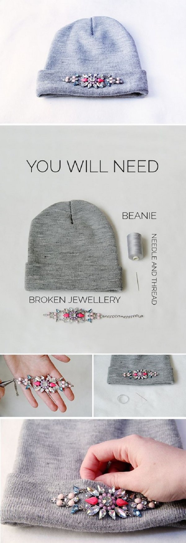 Beanie + Broken Jewelry = Magic