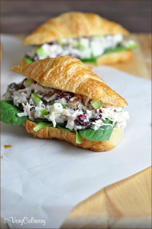 Chicken Salad Sandwich with Cranberries, Apples, and Pecans