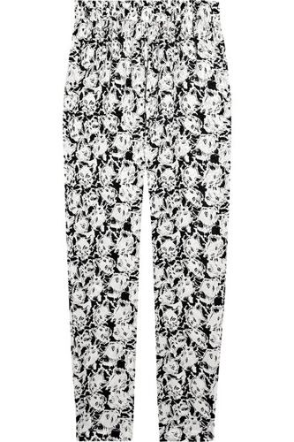 Paul and Joe Poum Cat-Print Silk-Crepe Pants