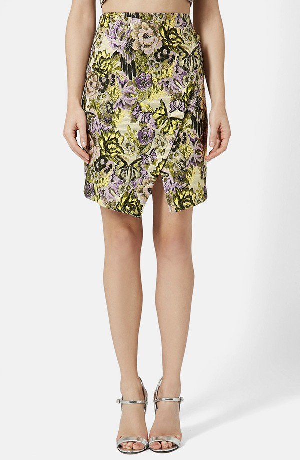 Jacquard Flower Wrap Skirt