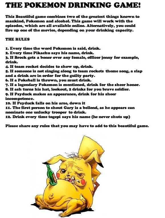 Pokemon Drinking Game