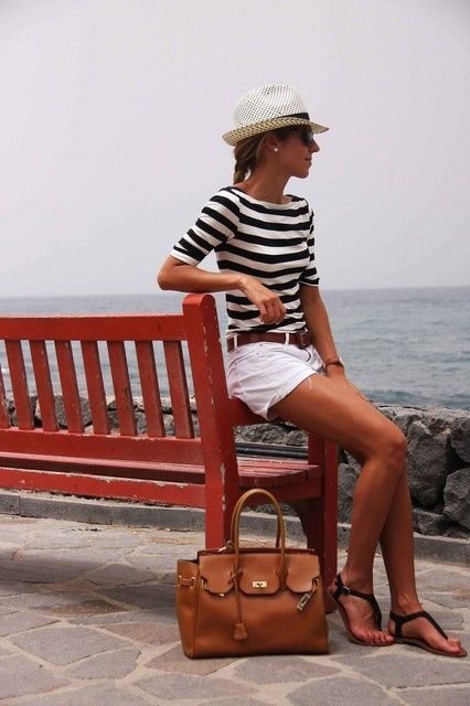 Stripes and White Shorts