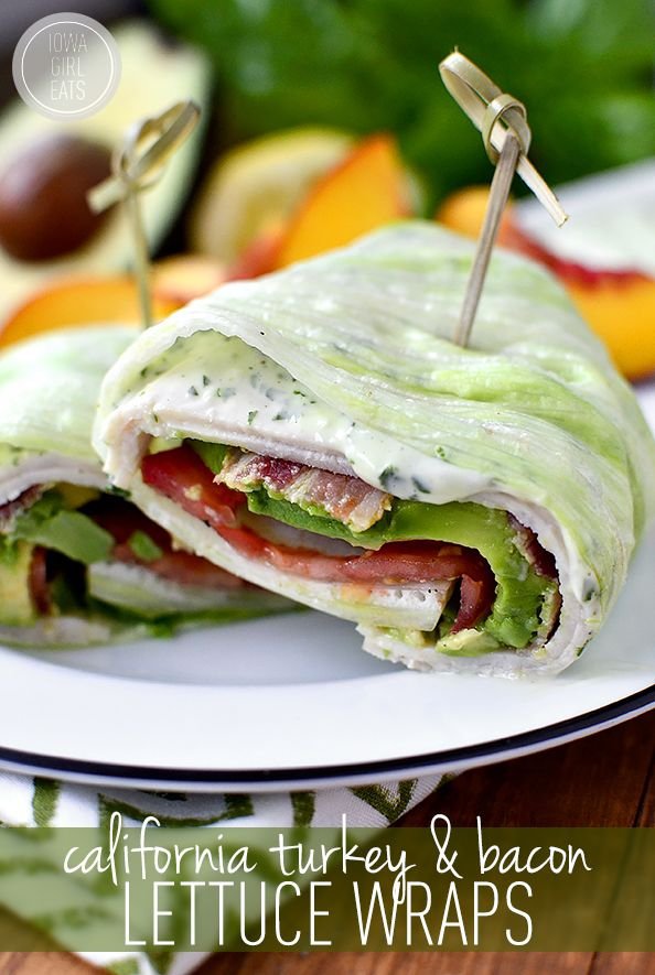 California Turkey and Bacon Lettuce Wraps with Basil-Mayo