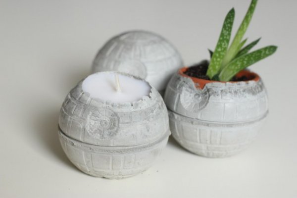 Concrete Death Star Planters and Candle Mold