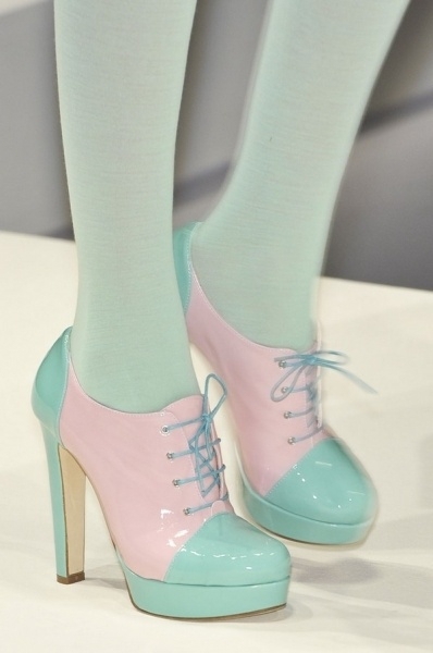 Turquoise and Pink Heeled Oxfords