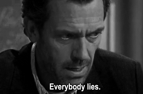 person, black and white, screenshot, Everybody, lies,