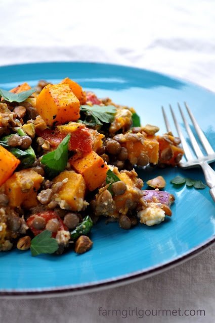 Warm Butternut Squash, Lentil & Feta Salad