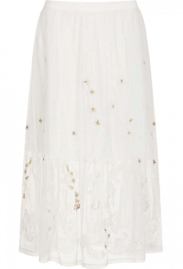 Topshop Embroidered Midi Skirt