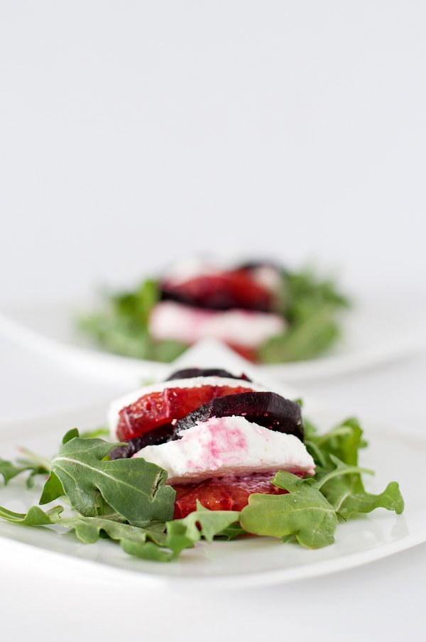 Roasted Beets with Goat Cheese and Arugula