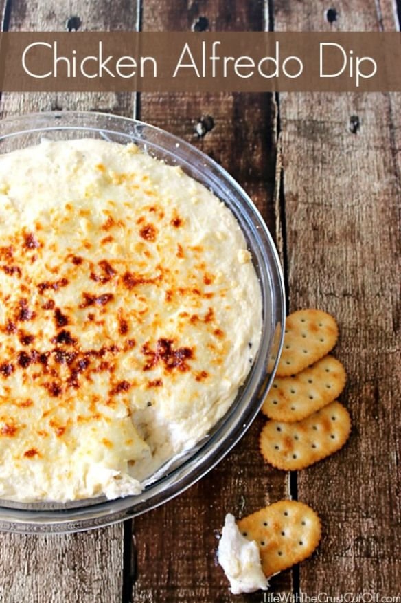 Chicken Alfredo Dip with Pita Chips